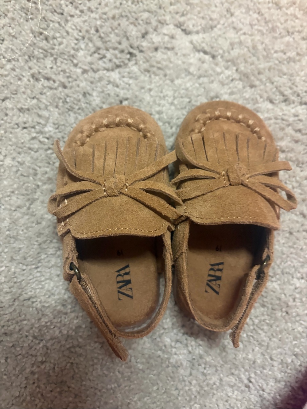 Zara Kids Brown Suede Fringe Moccasins